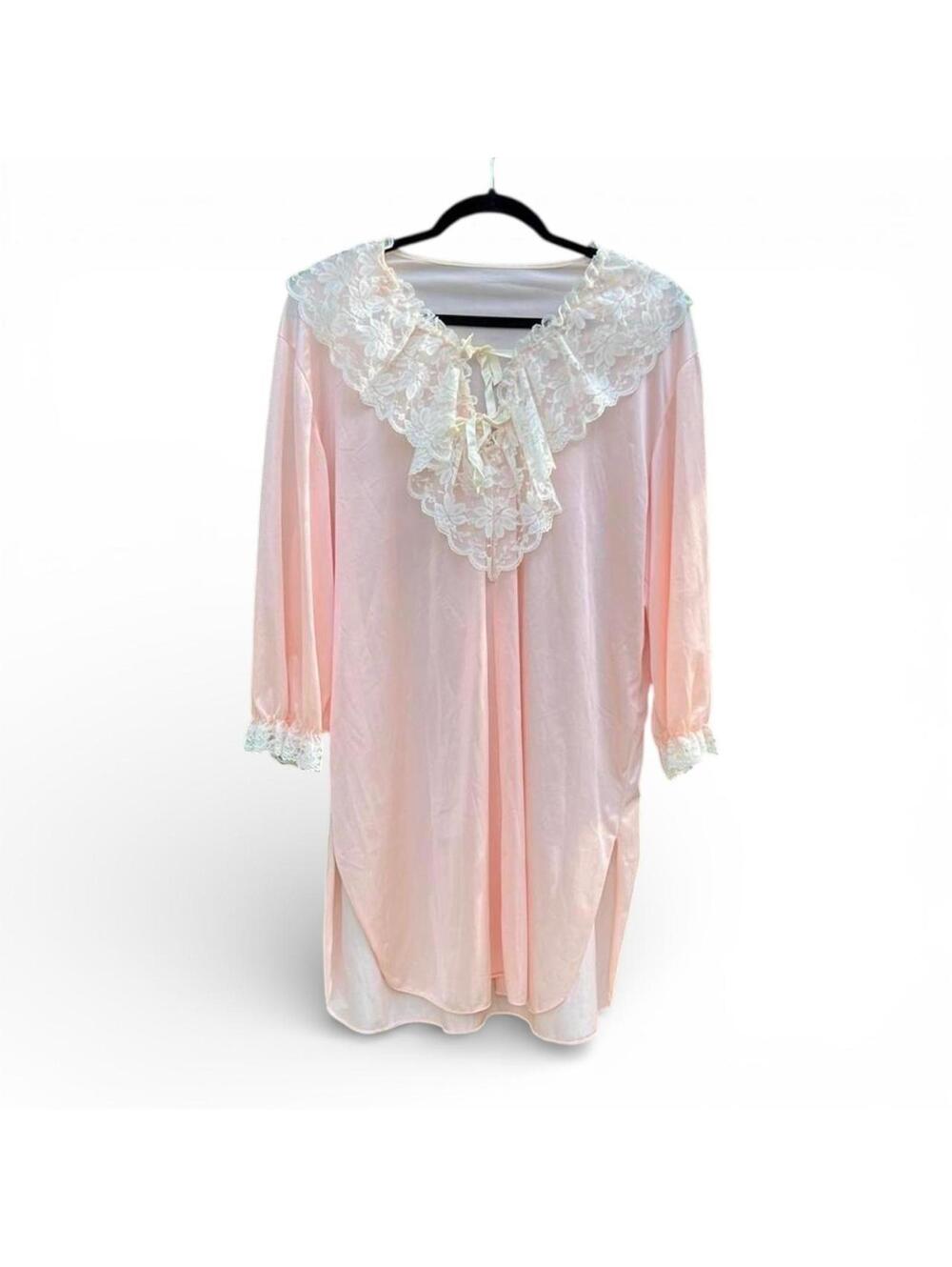 Vintage Lady Cameo Pink Lace Coquette Nightgown